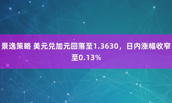 景逸策略 美元兑加元回落至1.3630，日内涨幅收窄至0.13%